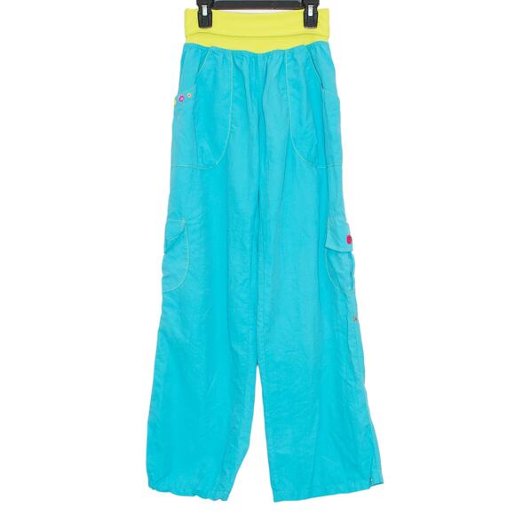 Zumba Pants Cargo Pull On Y2K Athleisure Streetwear Retro 90s Nylon Blue Medium - Picture 1 of 7